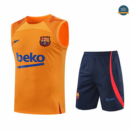 Cfb3 Camiseta Barcelona Chaleco Pantalones Equipación Naranja/Azul Profundo 2022/2023 C414