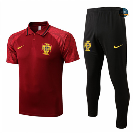 Cfb3 Camiseta polo Portugal + Pantalones Equipación Rojo/Negro 2022/2023 C516