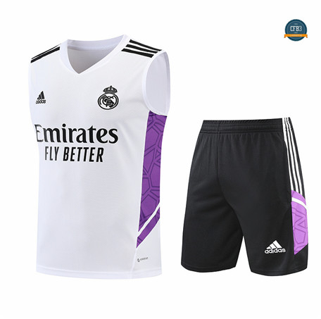 Cfb3 Camiseta Real Madrid Chaleco Pantalones Equipación Blanco/Negro 2022/2023 C433