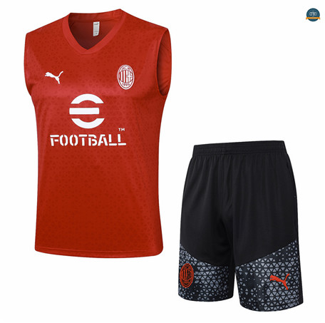 Nuevas Cfb3 Camiseta Entrenamiento AC Milan Chaleco Pantalones Equipación Rojo 2023/2024