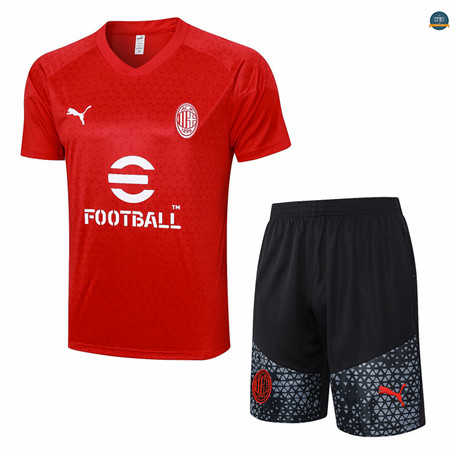 Outlet Cfb3 Camiseta Entrenamiento AC Milan + Pantalones Cortos Equipación Rojo 2023/2024