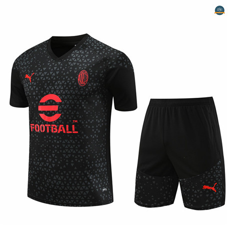Diseñar Cfb3 Camiseta Entrenamiento Niño AC Milan + Pantalones Cortos Equipación Negro 2023/2024