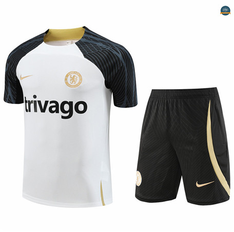 Diseñar Cfb3 Camiseta Entrenamiento Chelsea + Pantalones Cortos Equipación Blanco 2023/2024