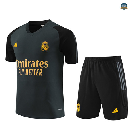 Diseñar Cfb3 Camiseta Entrenamiento Real Madrid + Pantalones Cortos Equipación Gris Oscuro 2023/2024