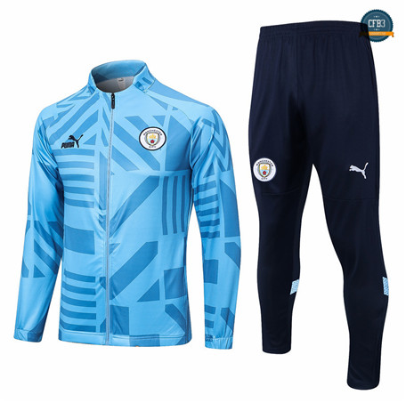 Diseñar Cfb3 Camiseta Chaqueta Chándal Manchester City Equipación Azul 2022/2023