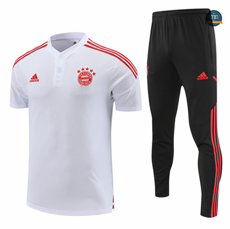Crear Cfb3 Camiseta Entrenamiento Bayern Munich Polo + Pantalones Equipación Blanco 2022/2023