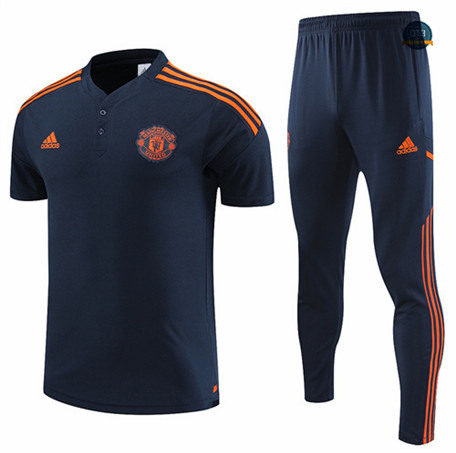 Diseñar Cfb3 Camiseta Entrenamiento Manchester United Polo + Pantalones Equipación Azul 2022/2023