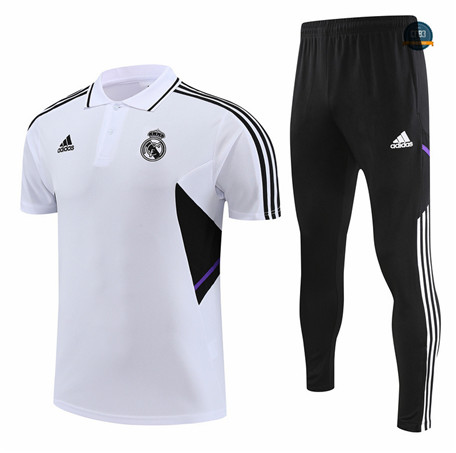 Comprar Cfb3 Camiseta Entrenamiento Real Madrid Polo + Pantalones Equipación Blanco 2022/2023