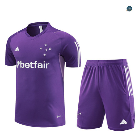 Outlet Cfb3 Camiseta Entrenamiento Cruzeiro + Pantalones Cortos Equipación Púrpura 2023/2024 tienda