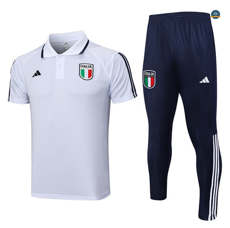 Diseñar Cfb3 Camiseta Entrenamiento Italia Polo + Pantalones Equipación Blanco 2023/2024 baratas