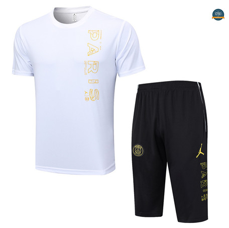 Nuevas Cfb3 Camiseta Entrenamiento Paris Saint Germain + Pantalones Cortos 3/4 Equipación Blanco 2023/2024 replicas