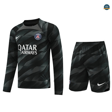 Diseñar Cfb3 Camiseta Entrenamiento Paris Saint Germain Manche Longue + Pantalones Cortos Equipación Negro 2023/2024 baratas