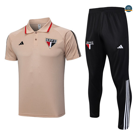 Venta Cfb3 Camiseta Entrenamiento Sao Paulo Polo + Pantalones Equipación Caqui 2023/2024 online