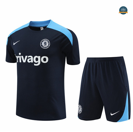 Cfb3 Camisetas Entrenamiento Chelsea + Pantalón Corto Equipación Azul marino 2024/2025