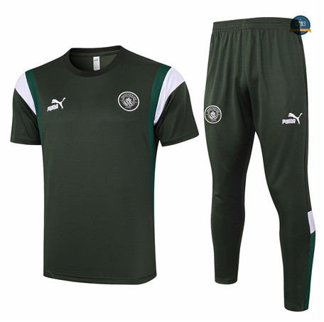 Cfb3 Camisetas Entrenamiento Manchester City Polo + Pantalones Equipación verde oscuro 2024/2025