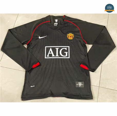 Cfb3 Camiseta Retro 2007-08 Manchester United Manga Larga Negro