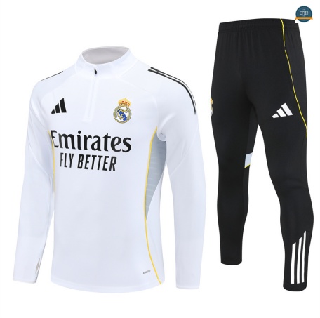 Tailandia Chándal Fútbol Real Madrid Equipación Blanco/negro/amarillo 2025/2026
