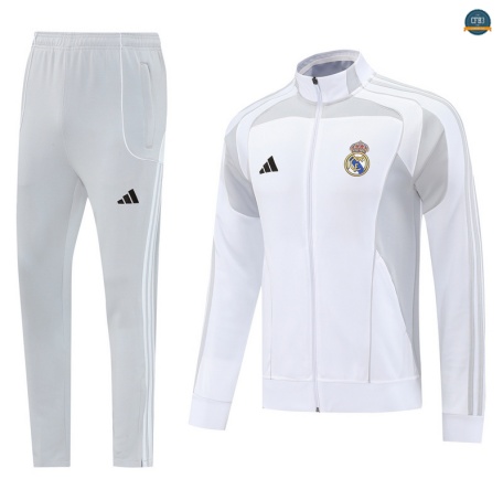 Ofertas Chaqueta Chándal Fútbol Real Madrid Equipación Blanco/Gris claro 2025/2026