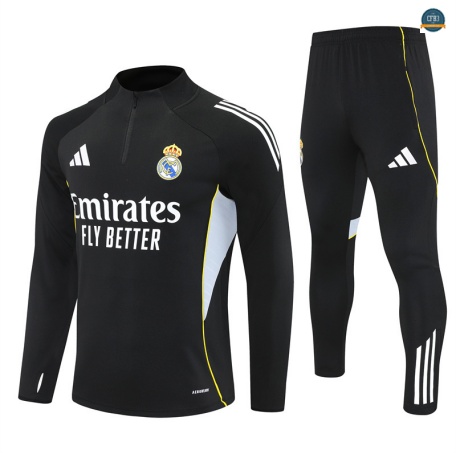 Tienda Chándal Fútbol Real Madrid Equipación negro/Blanco/amarillo 2025/2026
