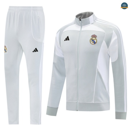 Tienda Chaqueta Chándal Fútbol Real Madrid Equipación Gris/Blanco 2025/2026
