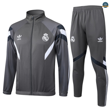 Ofertas Chaqueta Chándal Fútbol Real Madrid Equipación Gris oscuro/Blanco 2025/2026