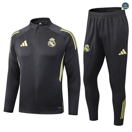 Nuevas Chaqueta Chándal Fútbol Real Madrid Equipación Gris oscuro/amarillo 2025/2026