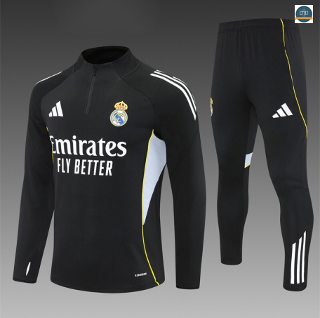 Nuevas Chándal Fútbol Real Madrid Enfant Equipación negro/Blanco/amarillo 2025/2026