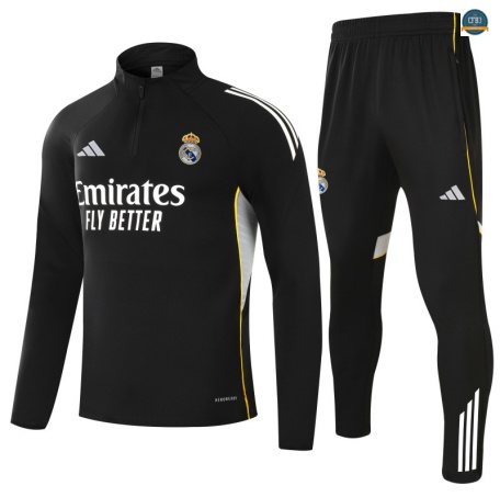Diseñar Chándal Fútbol Real Madrid Enfant Equipación negro/Blanco/amarillo 2025/2026