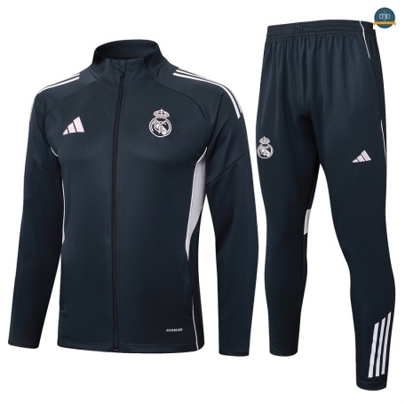 Crear Chaqueta Chándal Fútbol Real Madrid Enfant Equipación Gris oscuro/Blanco 2025/2026