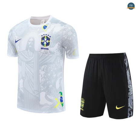 Diseño Brasil + Pantalón Equipación Blanco/negro 2025/2026