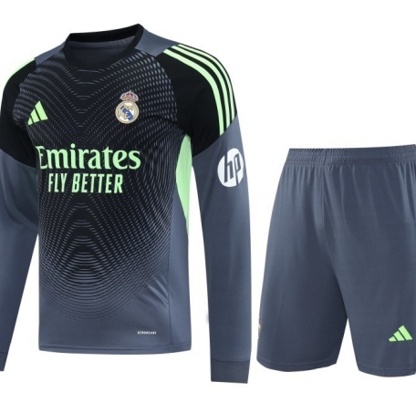 Buscar Camiseta Portero Real Madrid Manga Larga + Pantalón Equipación Gris/negro 2025/2026