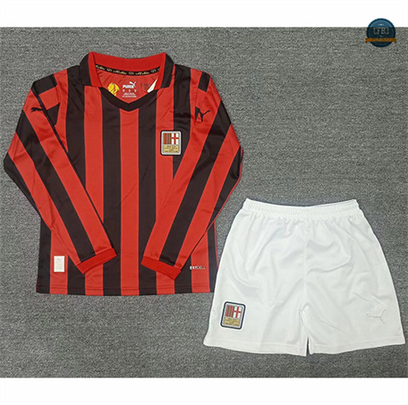 Diseño Camiseta AC Milan Niño Equipación commemorative Manga Larga Rojo 2024/2025