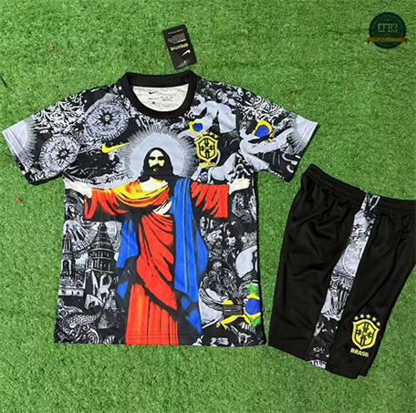 Cfb3 Camiseta futbol Brasil Niño Equipación Negro 2025/2026
