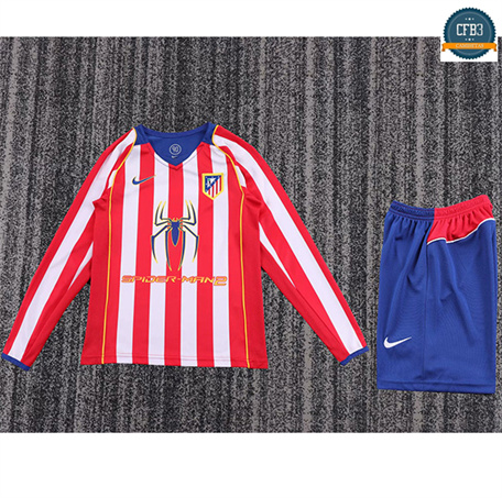 Camiseta futbol Retro 2004-05 Atletico Madrid Niño 1ª Equipación Manga Larga