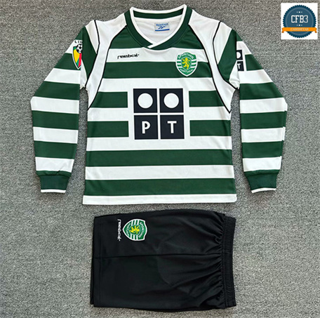 Camiseta futbol Retro 2001-03 Sporting CP Niño 1ª Equipación Manga Larga