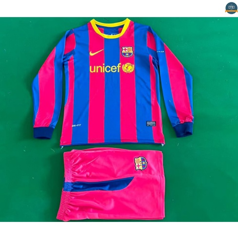 Camiseta futbol Retro 2010-11 Barcelona Niño 1ª Equipación Manga Larga