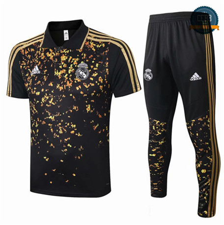 Cfb3 Camiseta Entrenamiento Real Madrid polo + Pantalones Negro/Amarillo 2020/21