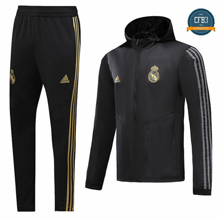 Cfb3 Camisetas D034 Chaqueta Chandal Real Madrid Rompevientos Negro Sombrero 2019/2020