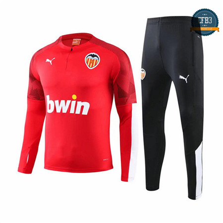 Cfb3 Camisetas D036 Chandal Valencia Rojo/Negro 2019/2020 Cremallera Mitad