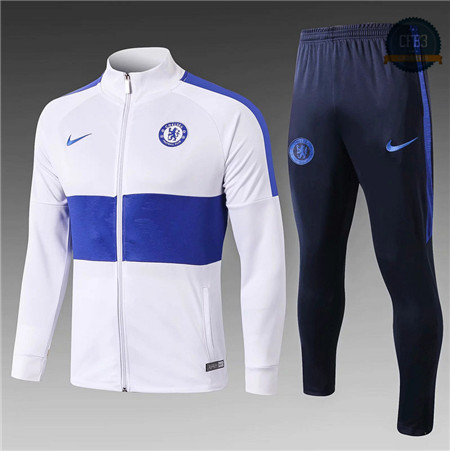 Cfb3 Camisetas D077 Chaqueta Chandal Chelsea Blanco/Azul Oscuro 2019/2020