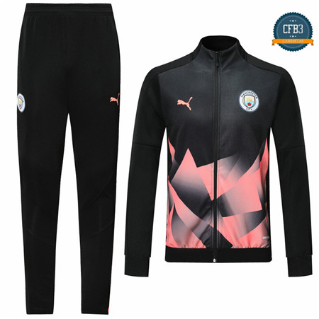 Cfb3 Camisetas D093 Chaqueta Chandal Manchester City Negro/Rosa 2019/2020