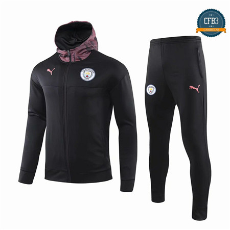 Cfb3 Camisetas D095 Chaqueta Chandal Manchester City Negro/Púrpura Sombrero 2019/2020