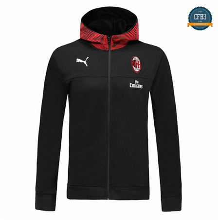 Cfb3 Camisetas D251 Chaqueta AC Milan Negro/Rojo Sombrero 2019/2020