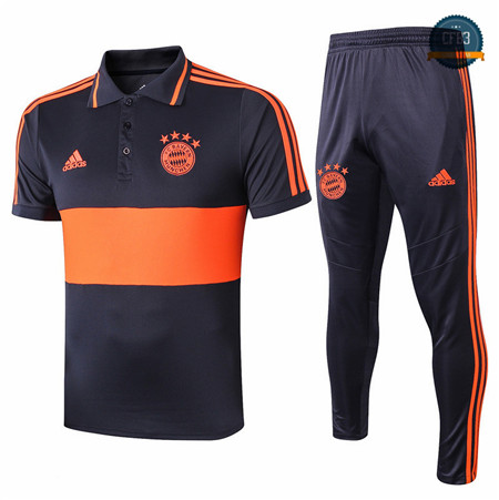 Cfb3 Camisetas D134 Entrenamiento Bayern Munich Azul Oscuro/Naranja banda Amarillo POLO 2019/2020