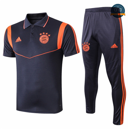 Cfb3 Camisetas D135 Entrenamiento Bayern Munich Azul Oscuro/Naranja banda Amarillo polo 2019/2020