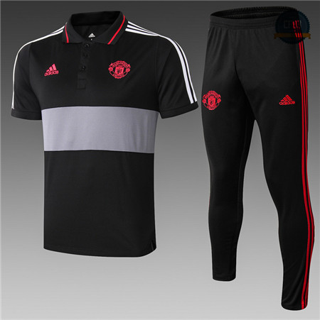 Cfb3 Camisetas D183 Entrenamiento Manchester United Negro POLO 2019/2020