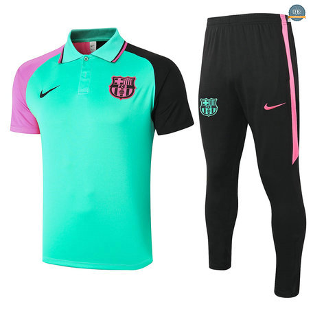 Cfb3 Camisetas Entrenamiento Barcelona Polo + Pantalones Equipación Verde 2020/2021