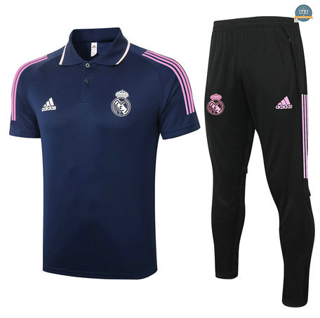 Cfb3 Camiseta Entrenamiento Real Madrid Polo + Pantalones Equipación Azul Oscuro 2020/2021