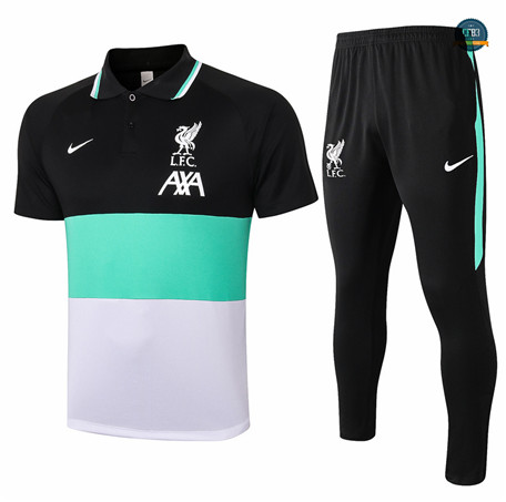Cfb5 Camisetas Entrenamiento Liverpool POLO + Pantalones Negro/Bleu/Blanco 2020/2021