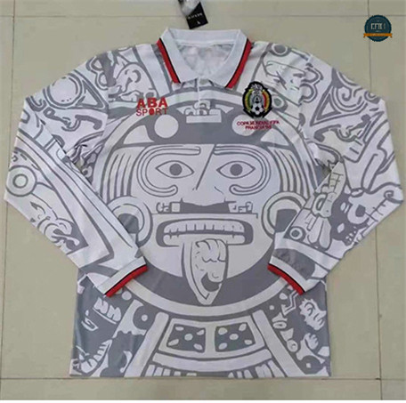 Cfb3 Camisetas Retro 1998 México 2ª Equipación Blanco Manga Larga